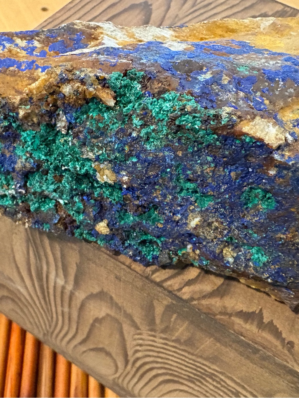 Source Unknown ~ Malachite Azurite Blue and Green Mineral Specimen Piece Rock